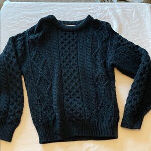Irish wool Black Cable Knit Sweater